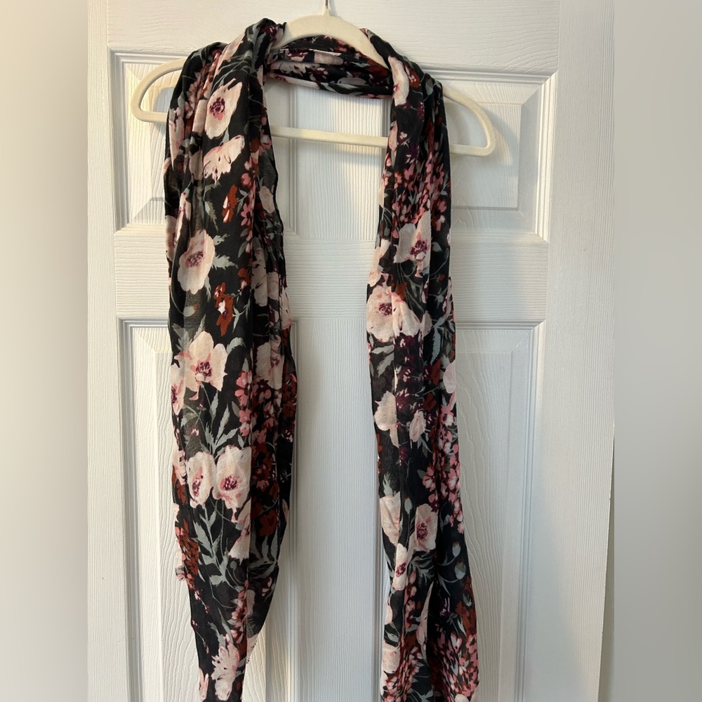 Floral Black and Pink Women's Scarf